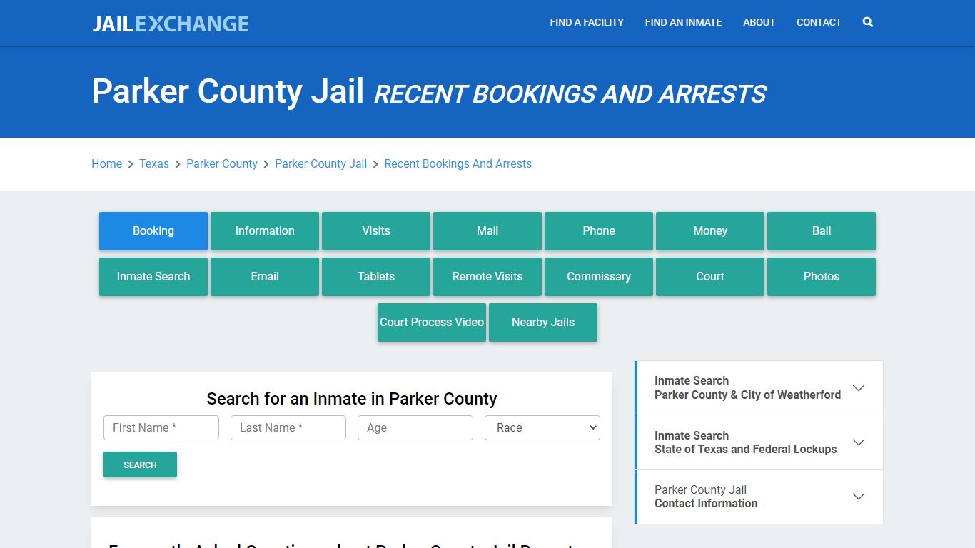 Parker County Jail Recent Bookings And Arrests - Jail Exchange