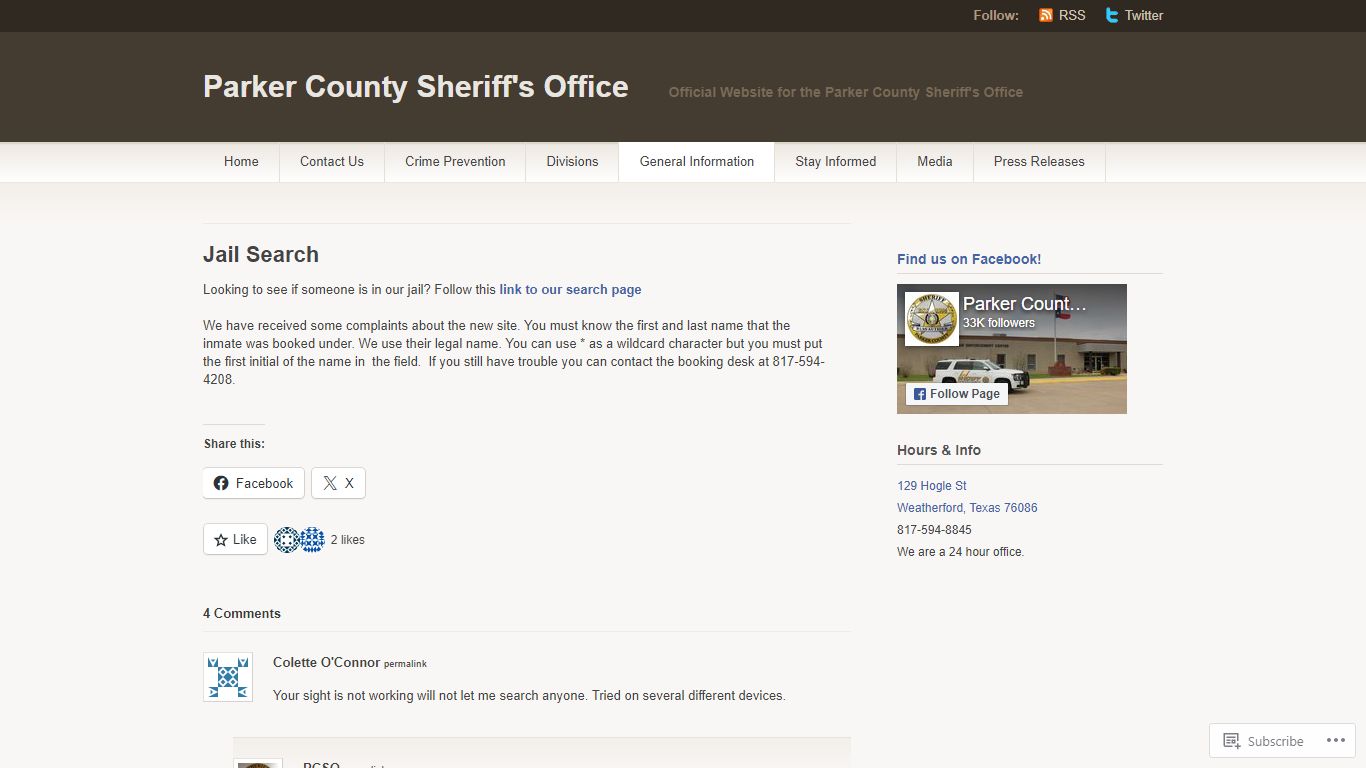 Jail Search - Parker County Sheriff's Office