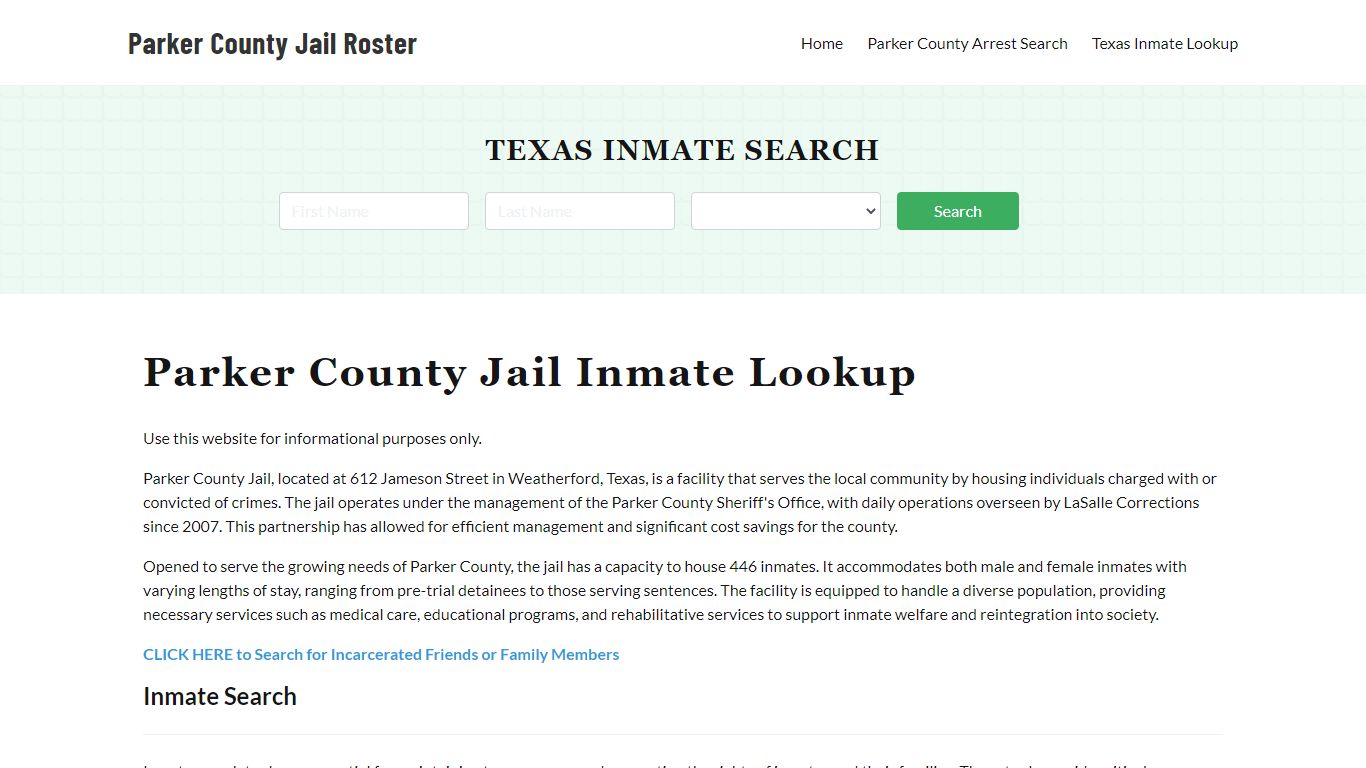 Parker County Jail Roster Lookup, TS, Inmate Search